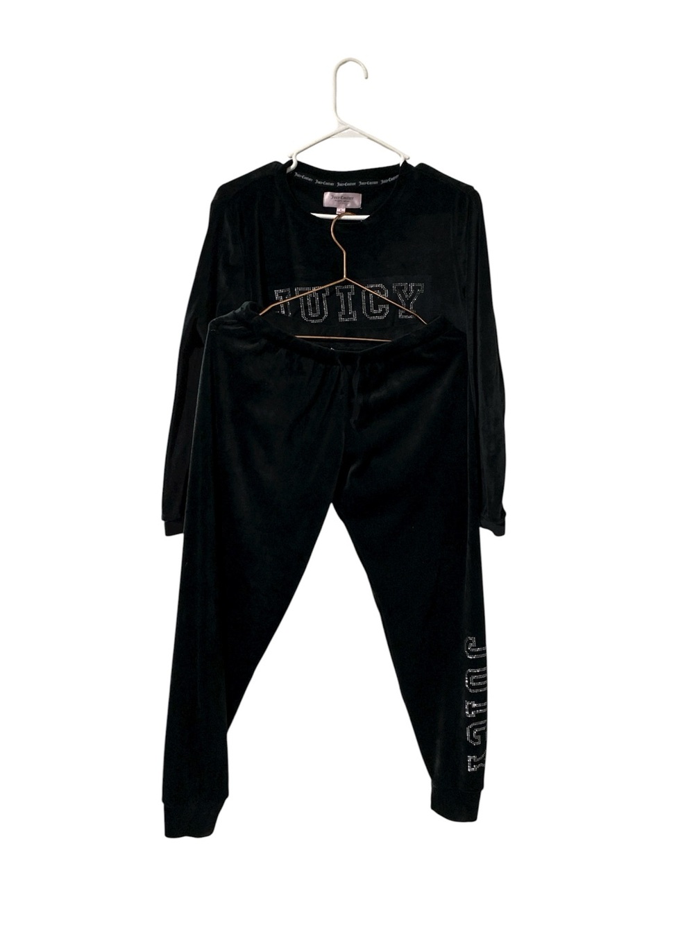 Juicy Couture Black Velour Track Pants & Top Set